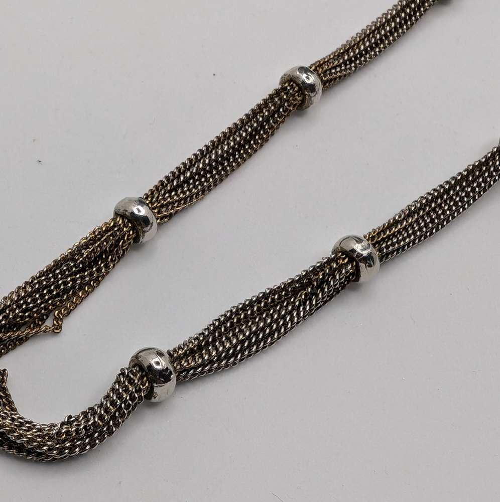 Anne Klein multi chain silver tone unique necklace